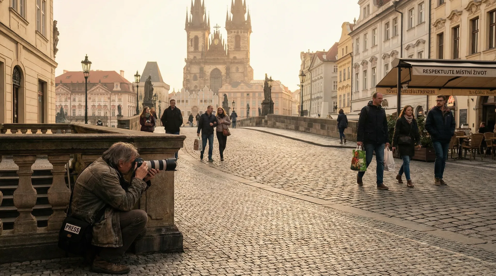 街头摄影师保持距离拍摄布拉格街景 - 街头搭讪 拍摄伦理